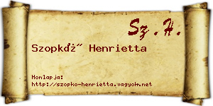 Szopkó Henrietta névjegykártya